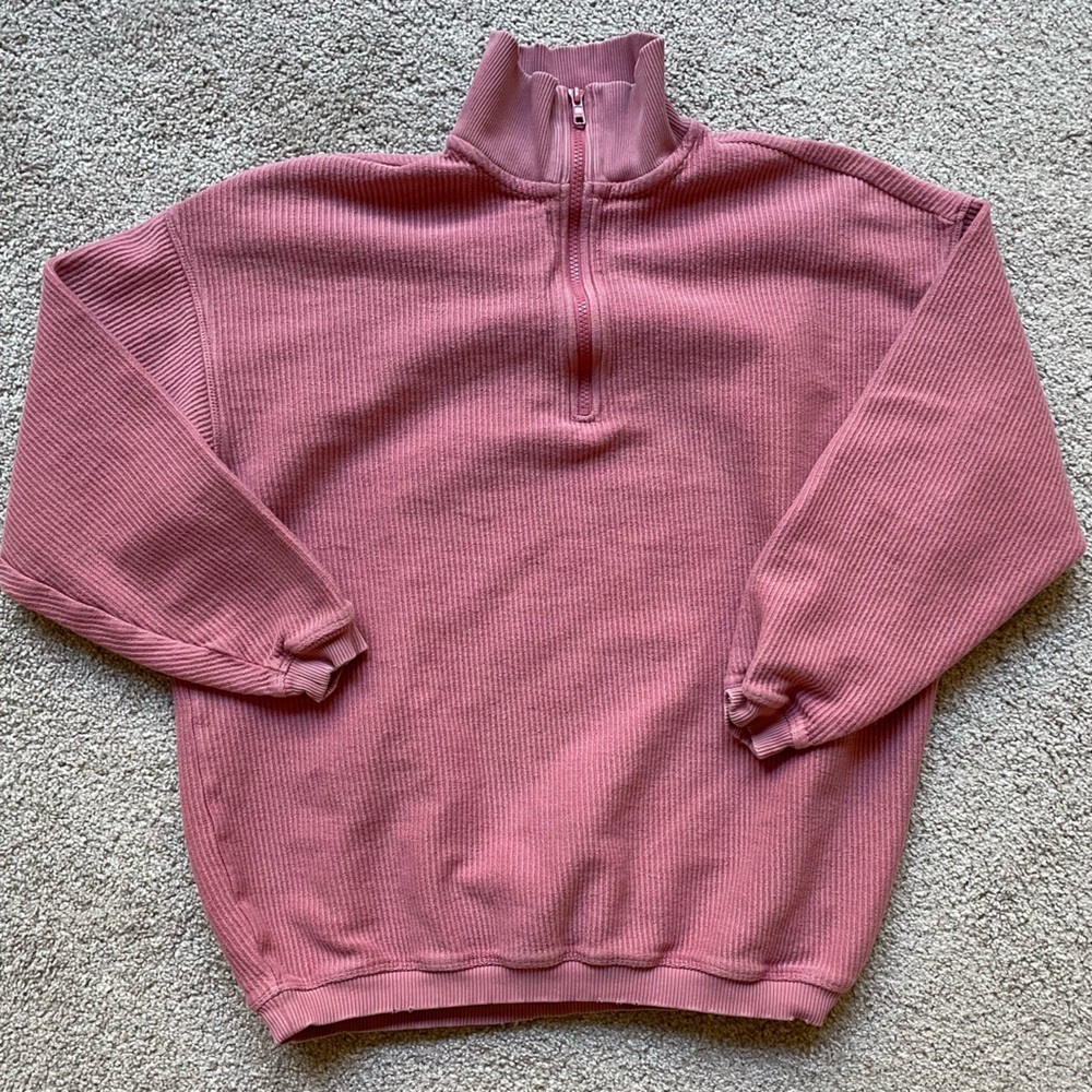 Aerie Oversized 1/4 Zip Pullover, XS, dusty mauve